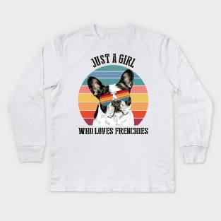 Just a girl Who loves frenchies Kids Long Sleeve T-Shirt